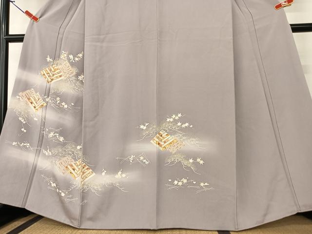 平和屋着物●銀座きしや 訪問着 梅松文 暈し染め 金彩 正絹 逸品 AAAZ7432zg