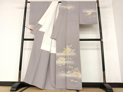 平和屋着物●銀座きしや 訪問着 梅松文 暈し染め 金彩 正絹 逸品 AAAZ7432zg