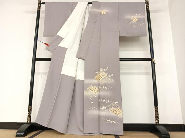 平和屋着物●銀座きしや 訪問着 梅松文 暈し染め 金彩 正絹 逸品 AAAZ7432zg