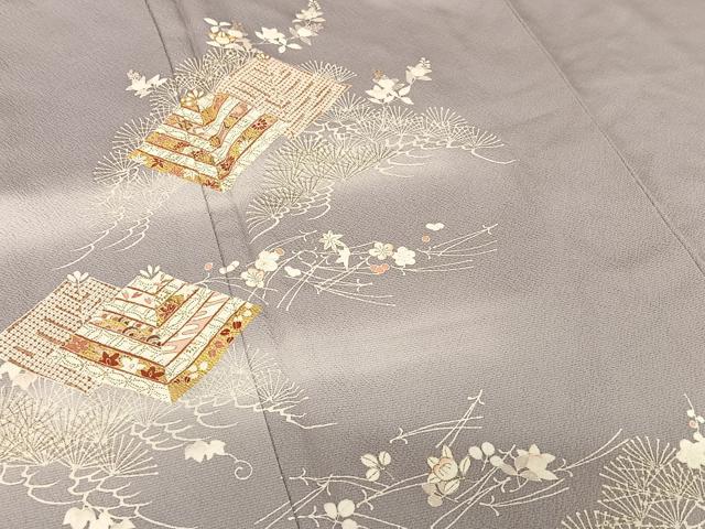 平和屋着物●銀座きしや 訪問着 梅松文 暈し染め 金彩 正絹 逸品 AAAZ7432zg