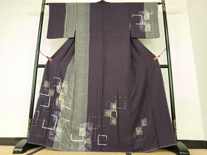 平和屋着物●訪問着　駒刺繍　絞り　色紙草花文　暈し染め　金彩　正絹　逸品　未使用　AAAZ7434zg