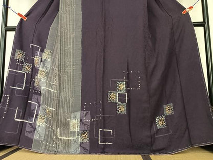 平和屋着物●訪問着　駒刺繍　絞り　色紙草花文　暈し染め　金彩　正絹　逸品　未使用　AAAZ7434zg