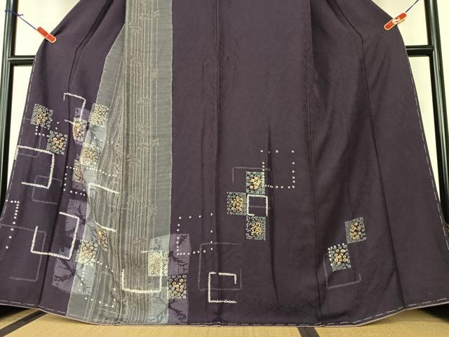 平和屋着物●訪問着　駒刺繍　絞り　色紙草花文　暈し染め　金彩　正絹　逸品　未使用　AAAZ7434zg