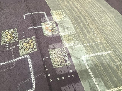 平和屋着物●訪問着　駒刺繍　絞り　色紙草花文　暈し染め　金彩　正絹　逸品　未使用　AAAZ7434zg