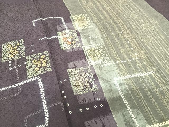 平和屋着物●訪問着　駒刺繍　絞り　色紙草花文　暈し染め　金彩　正絹　逸品　未使用　AAAZ7434zg