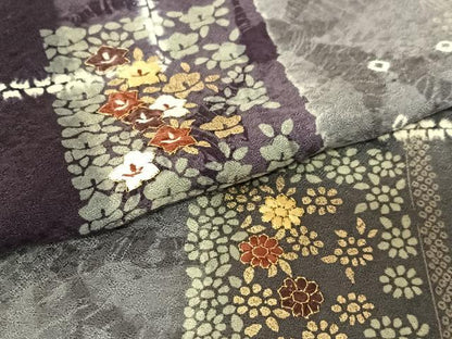 平和屋着物●訪問着　駒刺繍　絞り　色紙草花文　暈し染め　金彩　正絹　逸品　未使用　AAAZ7434zg