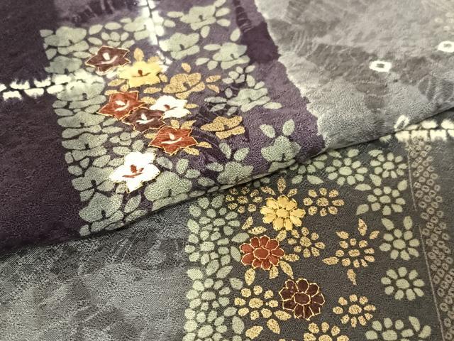 平和屋着物●訪問着　駒刺繍　絞り　色紙草花文　暈し染め　金彩　正絹　逸品　未使用　AAAZ7434zg