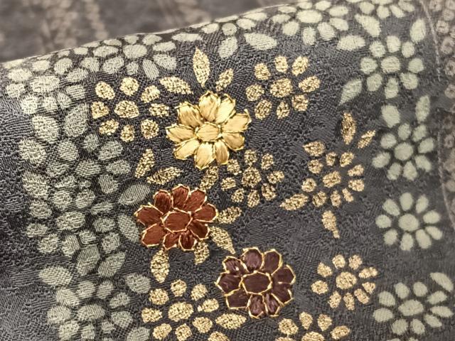 平和屋着物●訪問着　駒刺繍　絞り　色紙草花文　暈し染め　金彩　正絹　逸品　未使用　AAAZ7434zg