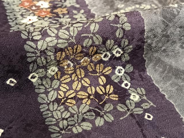 平和屋着物●訪問着　駒刺繍　絞り　色紙草花文　暈し染め　金彩　正絹　逸品　未使用　AAAZ7434zg