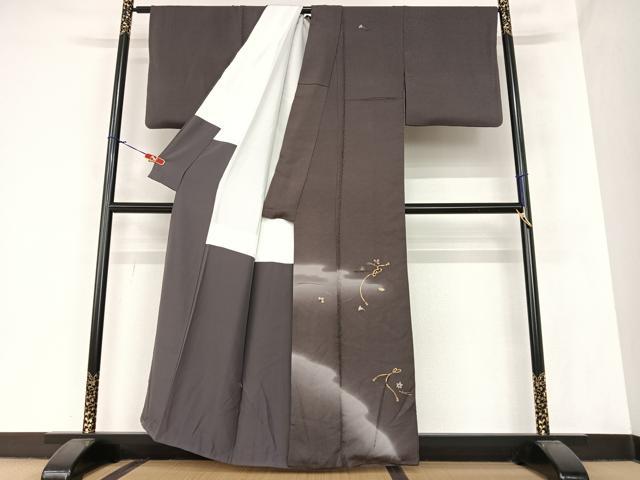 平和屋着物●訪問着 竹屋町刺繍 結び紐吹き寄せ文 暈し染め 正絹 逸品 AAAZ7444zg