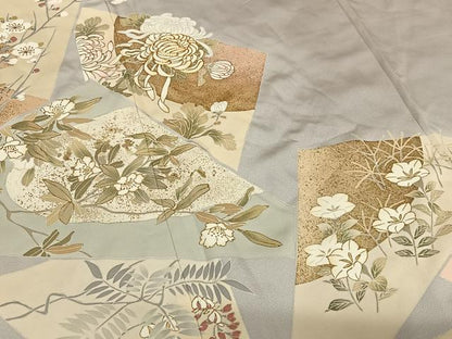 平和屋着物●豪華色留袖　駒刺繍　色紙重ね花文　金彩　正絹　逸品　AAAZ7449zg