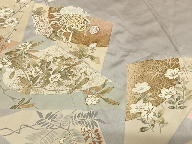 平和屋着物●豪華色留袖　駒刺繍　色紙重ね花文　金彩　正絹　逸品　AAAZ7449zg