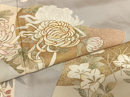 平和屋着物●豪華色留袖　駒刺繍　色紙重ね花文　金彩　正絹　逸品　AAAZ7449zg