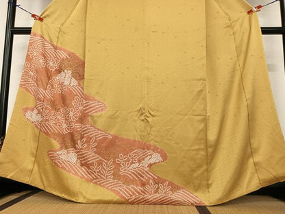 平和屋着物●訪問着 絞り 刺繍 道長草花文 金彩 正絹 逸品 AAAZ7450zg