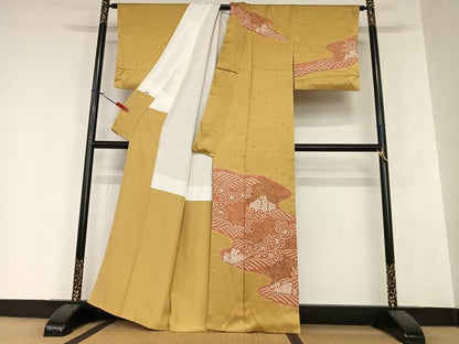 平和屋着物●訪問着 絞り 刺繍 道長草花文 金彩 正絹 逸品 AAAZ7450zg
