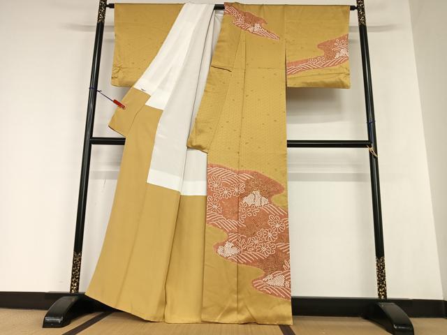 平和屋着物●訪問着 絞り 刺繍 道長草花文 金彩 正絹 逸品 AAAZ7450zg