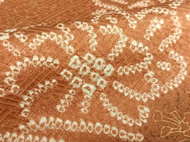 平和屋着物●訪問着 絞り 刺繍 道長草花文 金彩 正絹 逸品 AAAZ7450zg