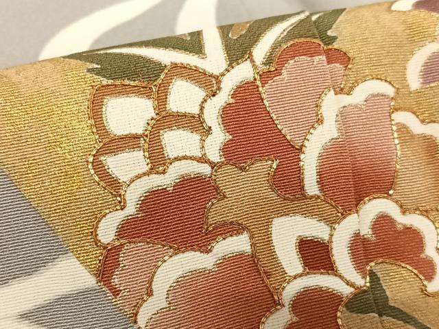 平和屋着物●訪問着 駒刺繍 流水更紗花文 金彩 正絹 逸品 AAAZ7453zg