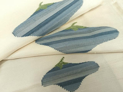 平和屋着物●上質な紬 成り物 茄子 正絹 逸品 AAAZ7468zg