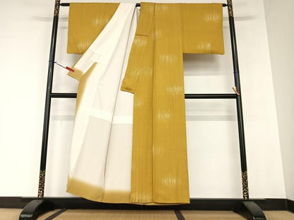 平和屋着物●上質な小紋 変わり縞 正絹 逸品 AAAZ7469zg
