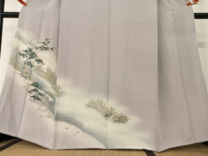 平和屋着物●訪問着 友禅 樹林風景文 暈し染め 正絹 逸品 AAAZ7479zg