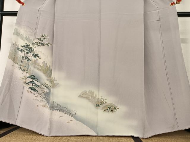 平和屋着物●訪問着 友禅 樹林風景文 暈し染め 正絹 逸品 AAAZ7479zg
