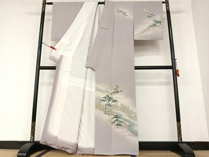 平和屋着物●訪問着 友禅 樹林風景文 暈し染め 正絹 逸品 AAAZ7479zg