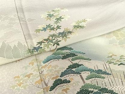 平和屋着物●訪問着 友禅 樹林風景文 暈し染め 正絹 逸品 AAAZ7479zg