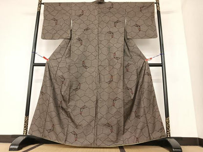 平和屋着物●本場大島紬 泥染 カタス7マルキ 花亀甲文 正絹 逸品 AAAZ7489zg