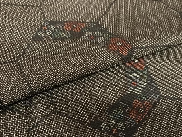 平和屋着物●本場大島紬 泥染 カタス7マルキ 花亀甲文 正絹 逸品 AAAZ7489zg