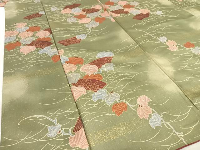 平和屋着物●上質な小紋 紬地 地紙南天花文 暈し染め 金彩 正絹 逸品 AAAZ7494zg