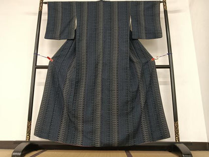 平和屋着物●お召　幾何学花間道　正絹　逸品　AAAZ7495zg