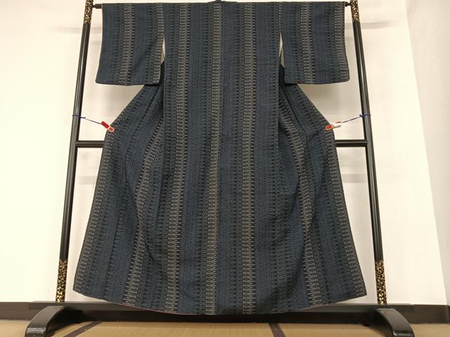 平和屋着物●お召　幾何学花間道　正絹　逸品　AAAZ7495zg