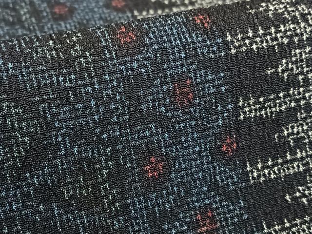 平和屋着物●お召　幾何学花間道　正絹　逸品　AAAZ7495zg