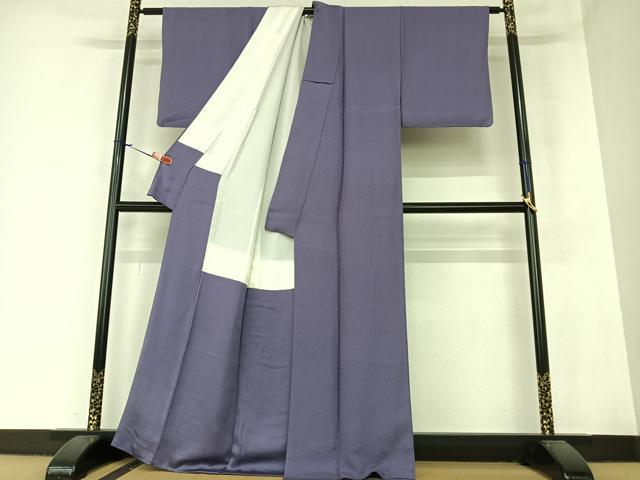 平和屋着物●上質な色無地 氷割れ地紋 滅紫色 正絹 逸品 AAAZ7497zg