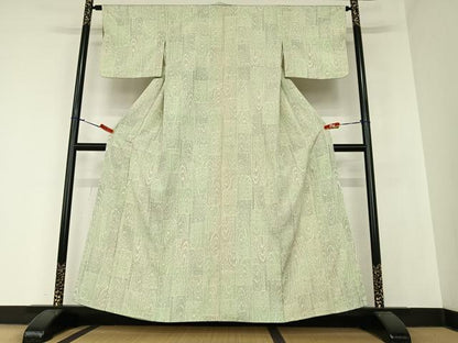 平和屋着物●お召 短冊杢目文様 正絹 逸品 AAAZ7503zg