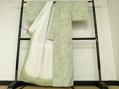 平和屋着物●お召 短冊杢目文様 正絹 逸品 AAAZ7503zg