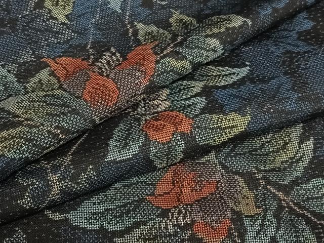 平和屋着物●本場大島紬　カタス9マルキ　枝花文　正絹　逸品　未使用　AAAZ7505zg