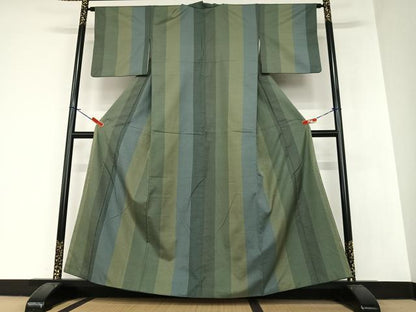 平和屋着物●お召 縞 正絹 逸品 AAAZ7513zg