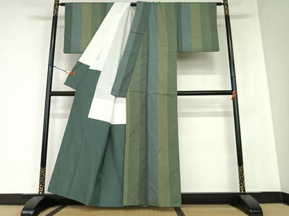 平和屋着物●お召 縞 正絹 逸品 AAAZ7513zg