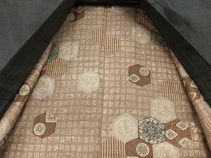 平和屋着物●男性 本場村山大島紬 アンサンブル 亀甲絣 正絹 逸品 AAAZ7515zg