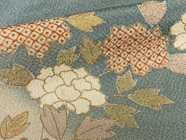 平和屋着物●訪問着 雪輪舞梅文 藤花房 暈し染め 金彩 鬼しぼ縮緬 正絹 逸品 AAAZ7528zg