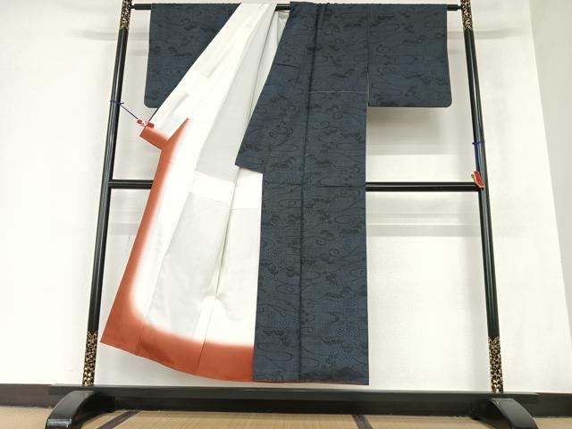平和屋着物●本場大島紬 純泥染め 一元7マルキ 手織り 松竹梅風景文 坂本清男作 証紙付き 正絹 逸品 AAAZ7531zg