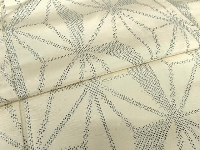 平和屋着物●上質な紬 麻の葉文様 正絹 逸品 AAAZ7536zg