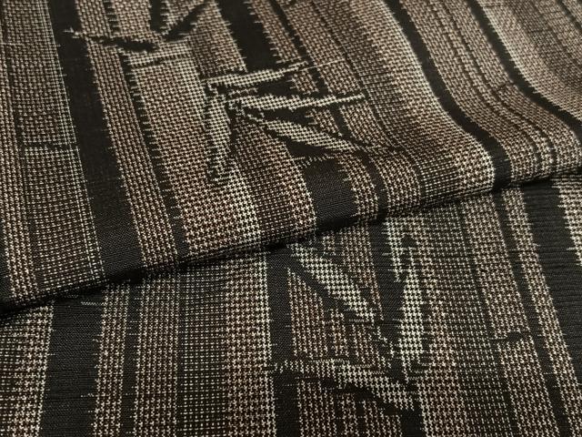 平和屋着物●上質な紬　笹竹文　正絹　逸品　AAAZ7546zg