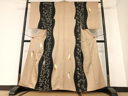 平和屋着物●訪問着 刺繍 地紙枝垂れ花文 金彩 正絹 逸品 AAAZ7551zg