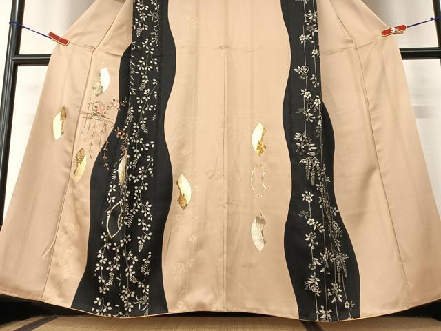 平和屋着物●訪問着 刺繍 地紙枝垂れ花文 金彩 正絹 逸品 AAAZ7551zg