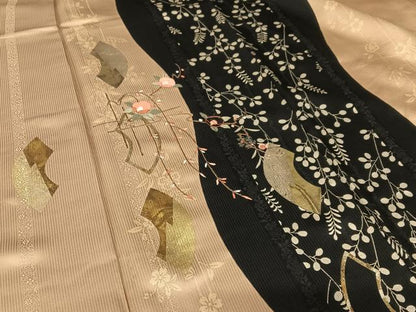 平和屋着物●訪問着 刺繍 地紙枝垂れ花文 金彩 正絹 逸品 AAAZ7551zg