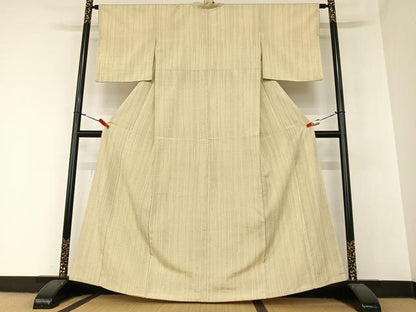 平和屋着物●本塩沢 110亀甲 変わり縞 正絹 逸品 AAAZ7555zg