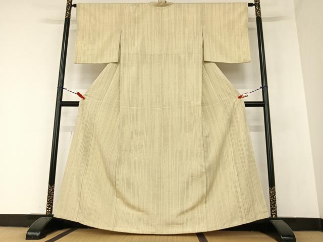 平和屋着物●本塩沢 110亀甲 変わり縞 正絹 逸品 AAAZ7555zg